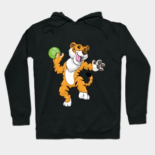 Tiger as handball player with handball Hoodie